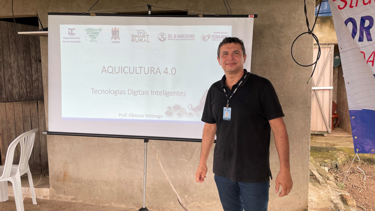 Apresentação sobre aquicultura em Feira Nova